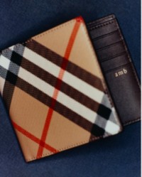 Carteira em xadrez Burberry Check com iniciais personalizadas