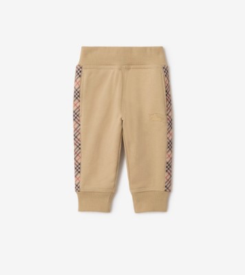 Burberry パンツ チェックトリム コットン ジョギングパンツ (サンド) | Burberry
