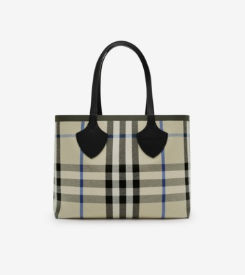 Medium Check Tote in Lichen beige - Women | Burberry® Official