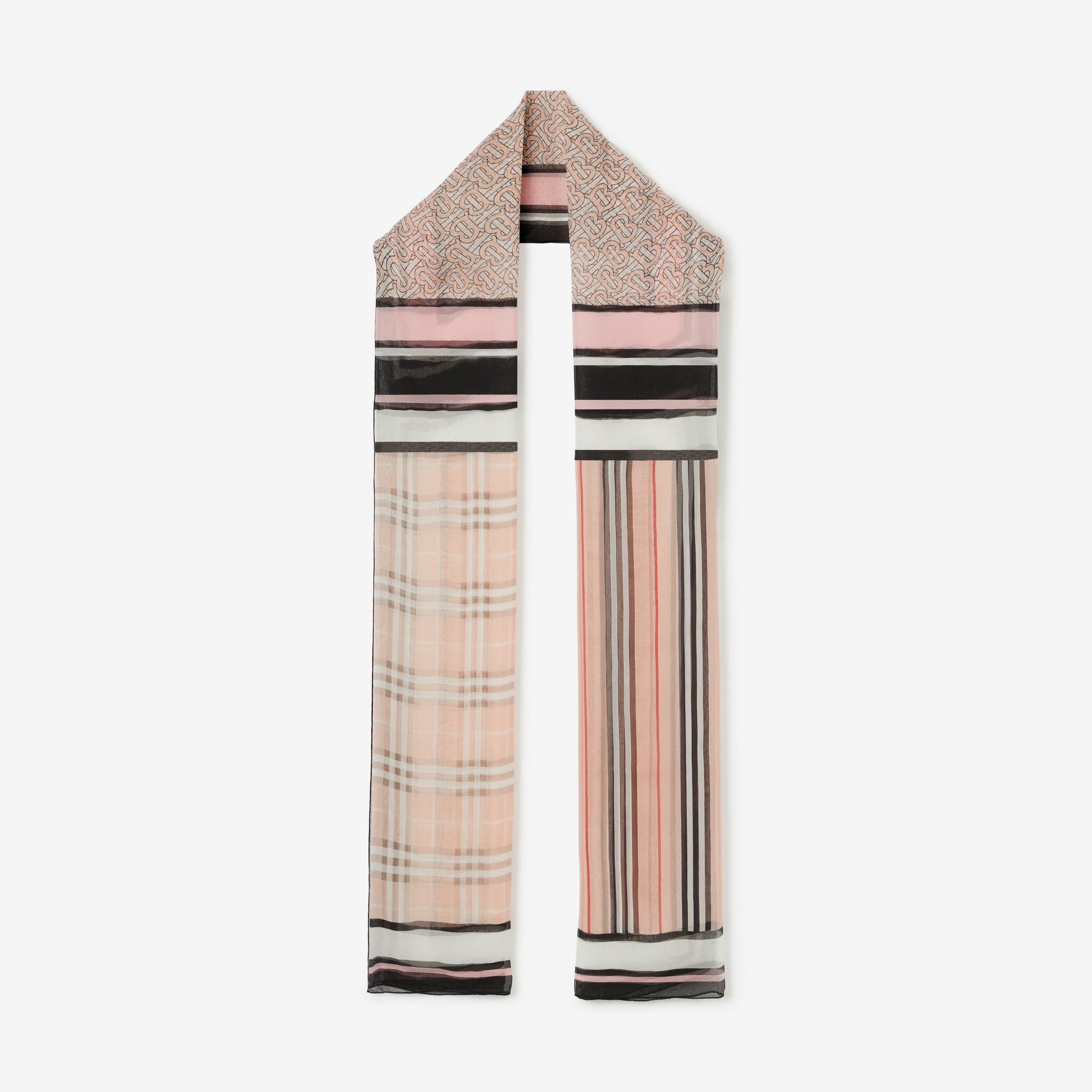 Montage Print Silk Chiffon Scarf in Blush | Burberry® Official - 1