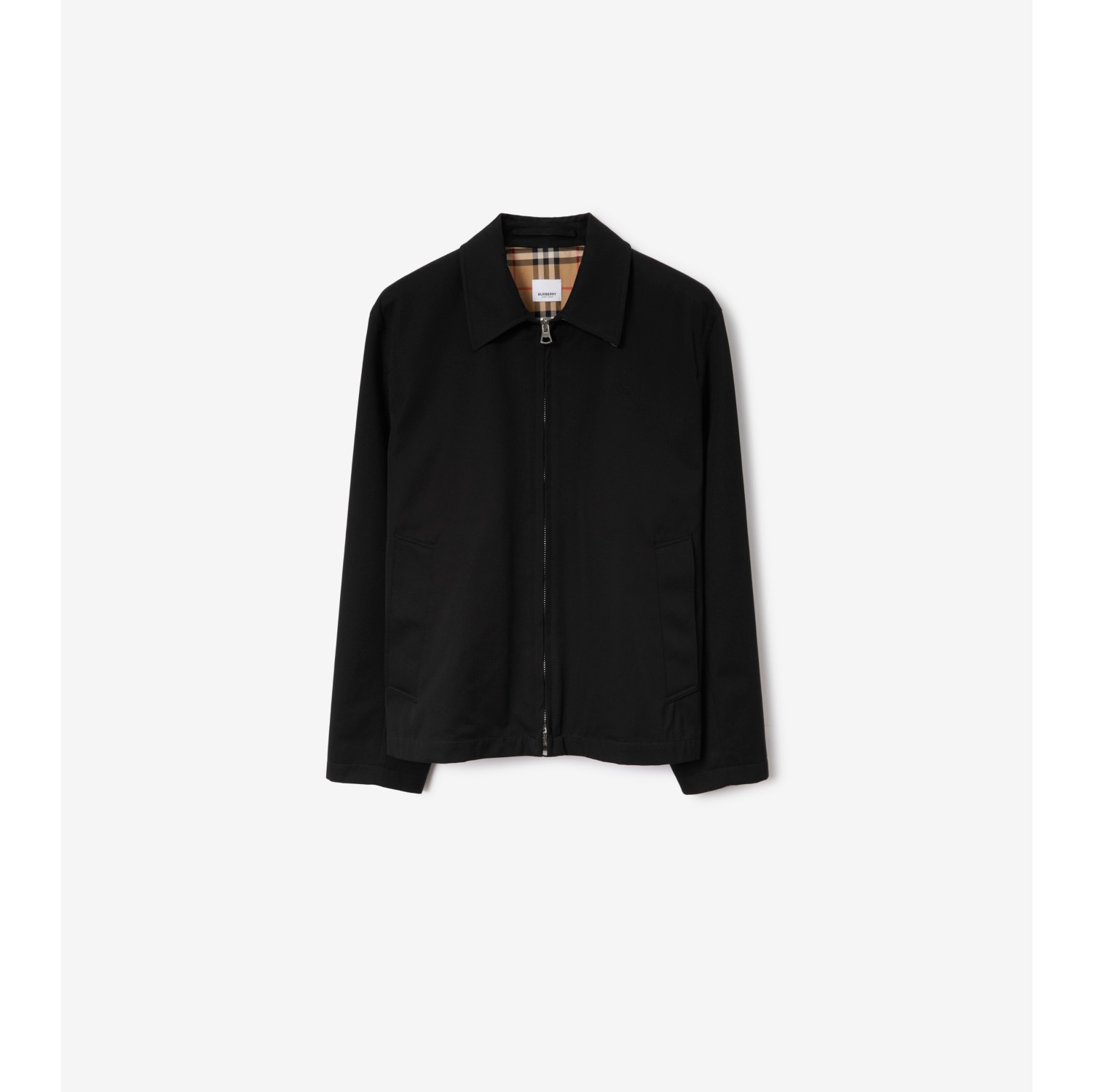 Gabardine Harrington Jacket in Black - Men, Cotton | Burberry