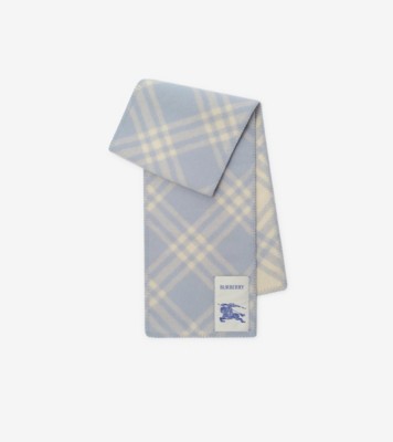 Check Wool Scarf in Dive blue | Burberry® Official