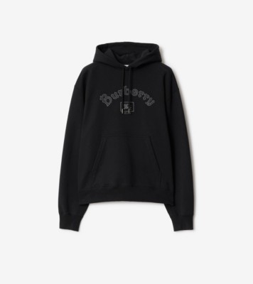 Gothic Logo Cotton Hoodie in Black - Men | Burberry® Official