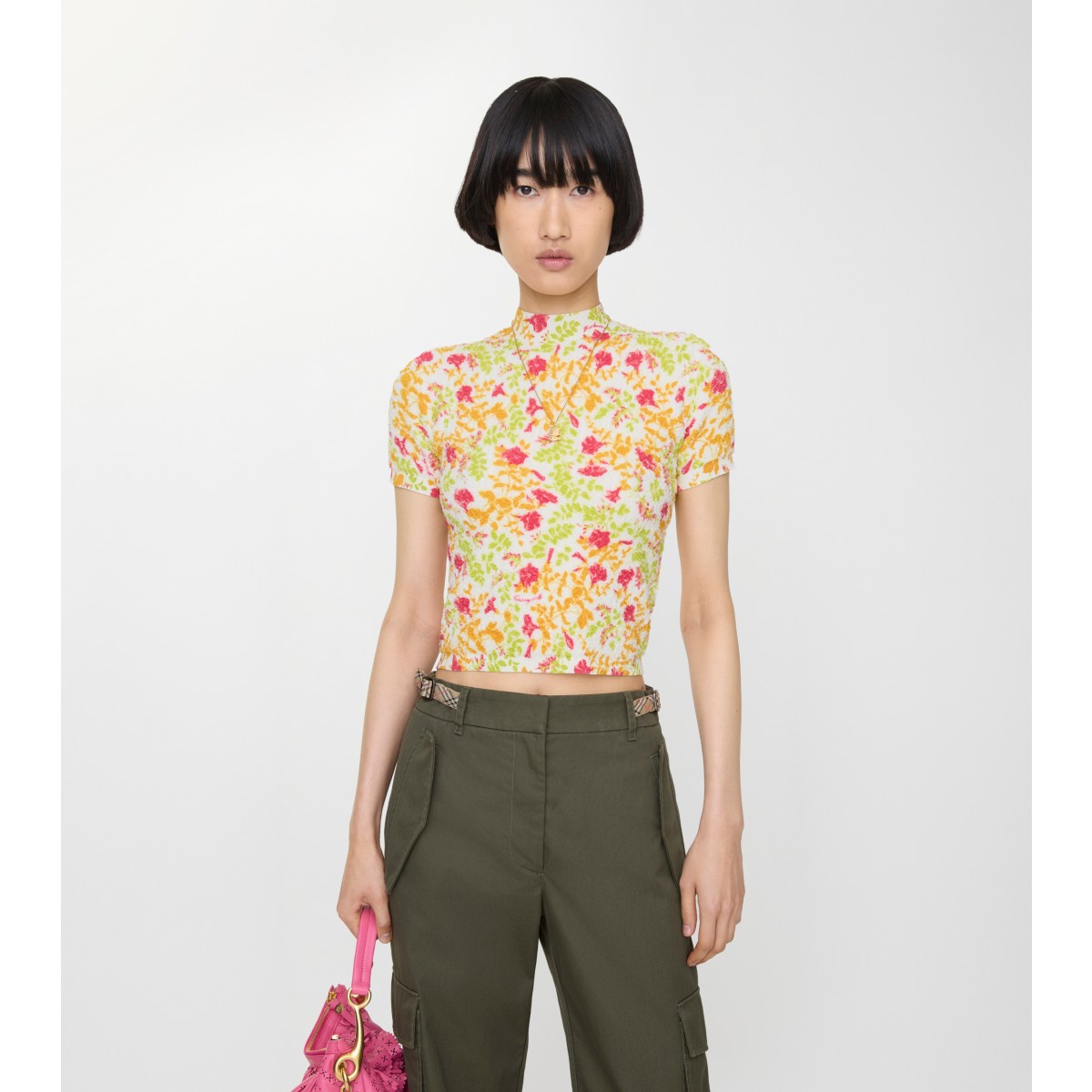  Floral Cotton Blend Top