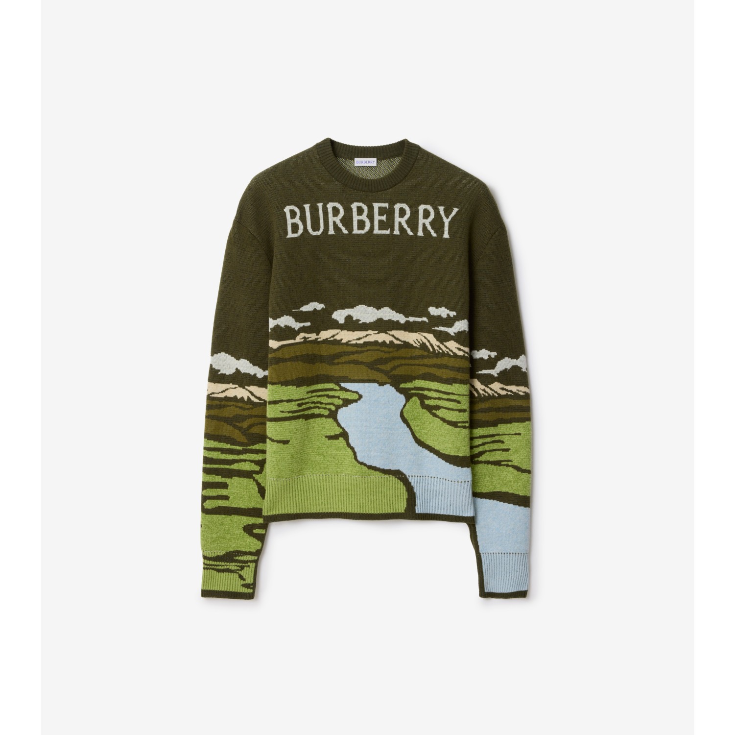 Landscape Wool Blend Sweater in Juniper green - Men | Burberry® Official