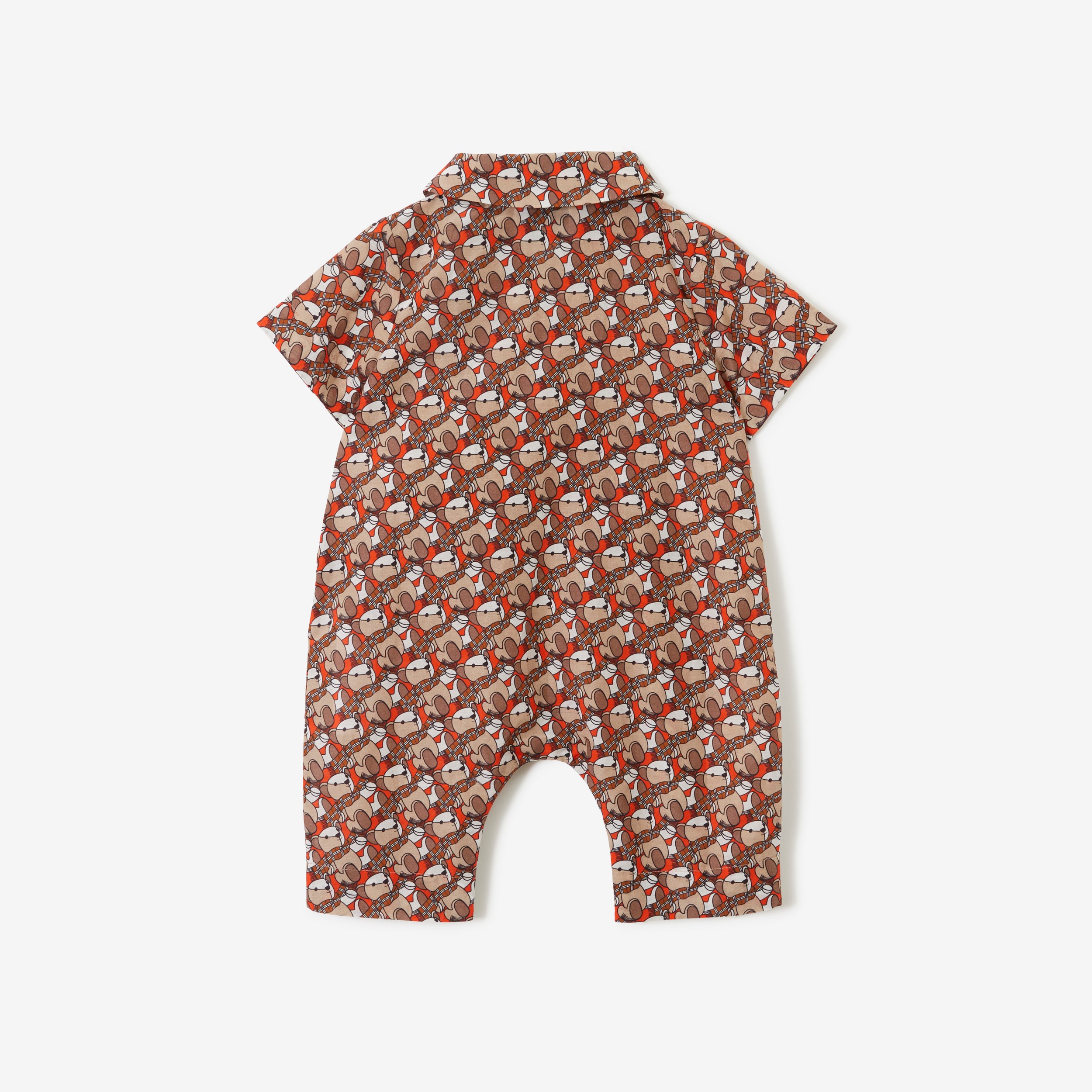 Thomas Bear Print Cotton Silk Playsuit in Scarlet Orange - Children | Burberry® Official - 2