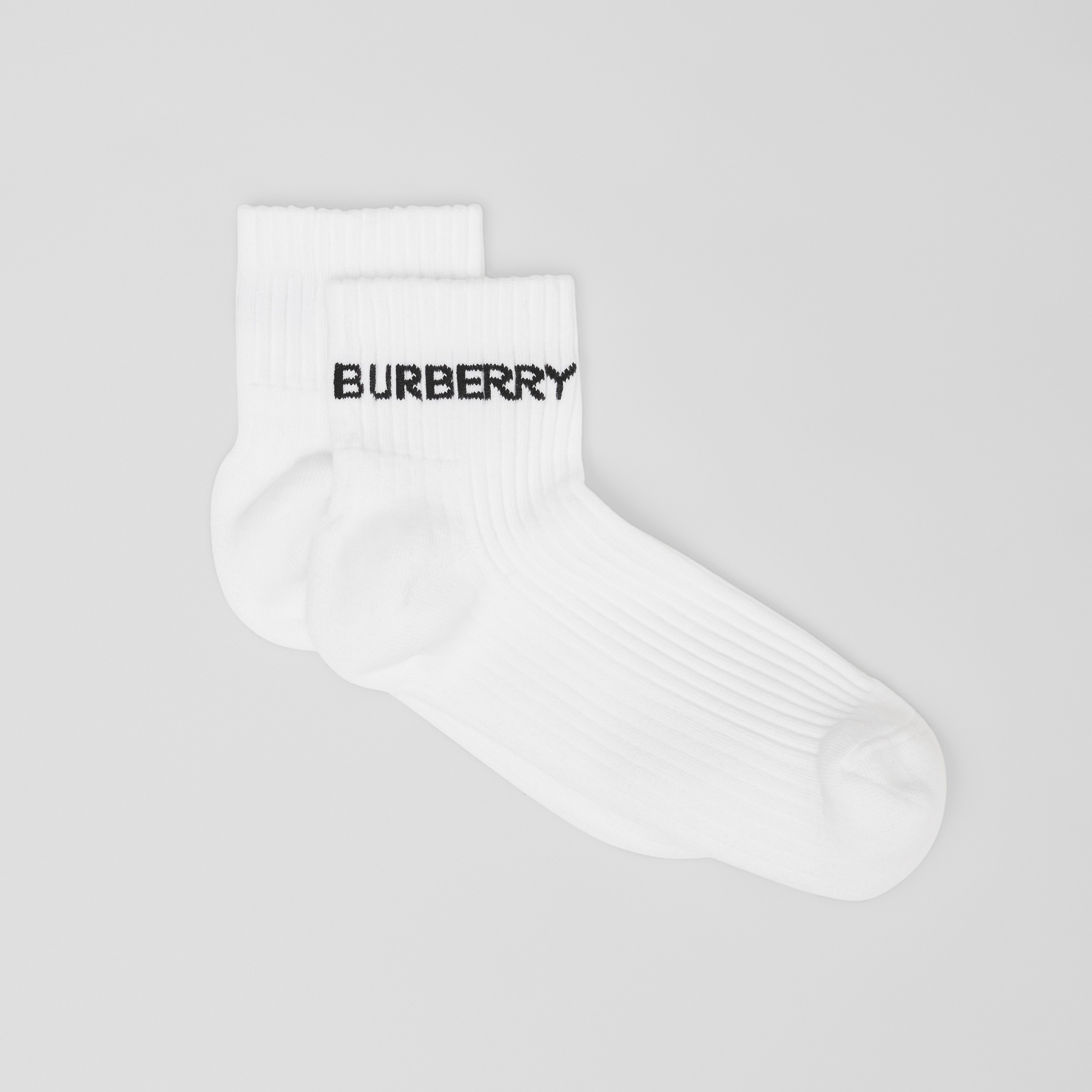 Baumwollmischsocken mit Logo-Intarsienmuster (Weiß) | Burberry® - 3