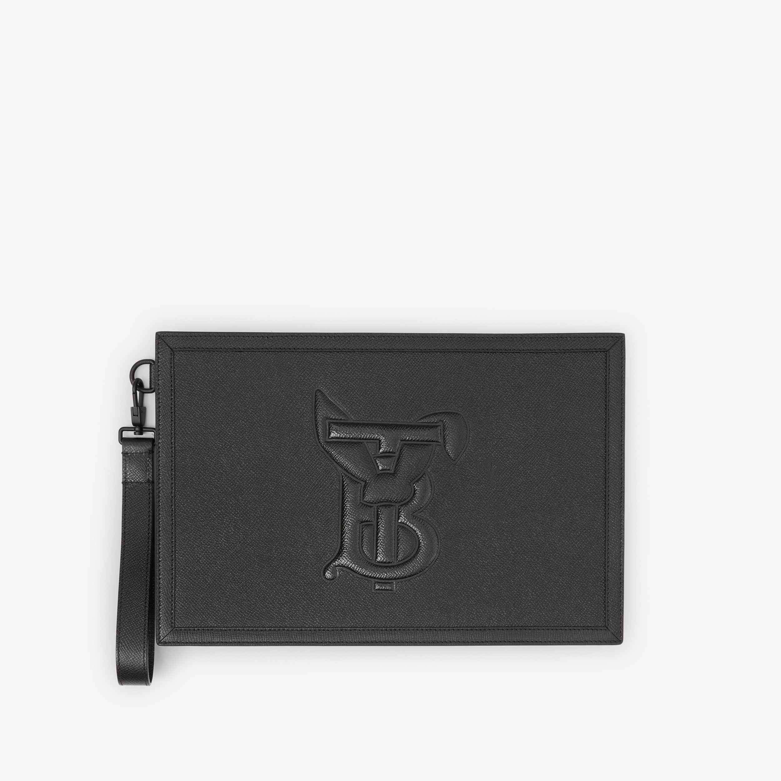 Rabbit Embossed Grainy Leather Zip Pouch in Black - Men | Burberry® Official - 1