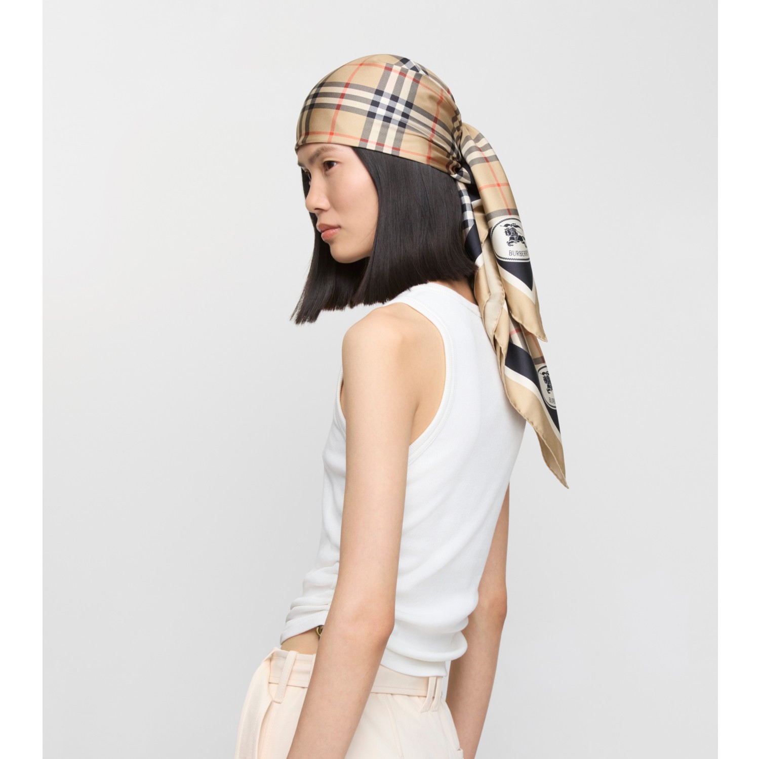 Check Silk Scarf