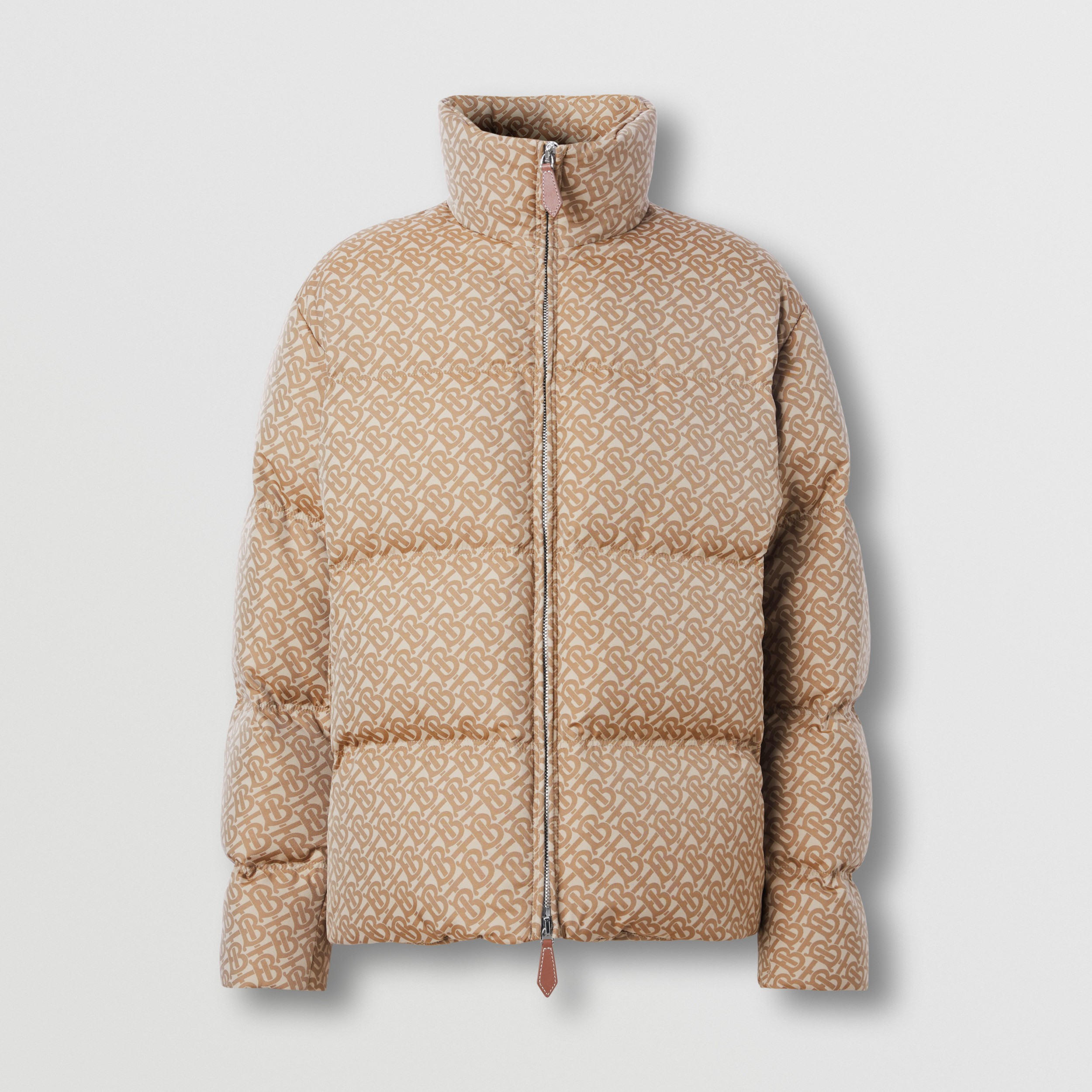 Monogram Jacquard Puffer Jacket in Soft Fawn Men Burberry® Official