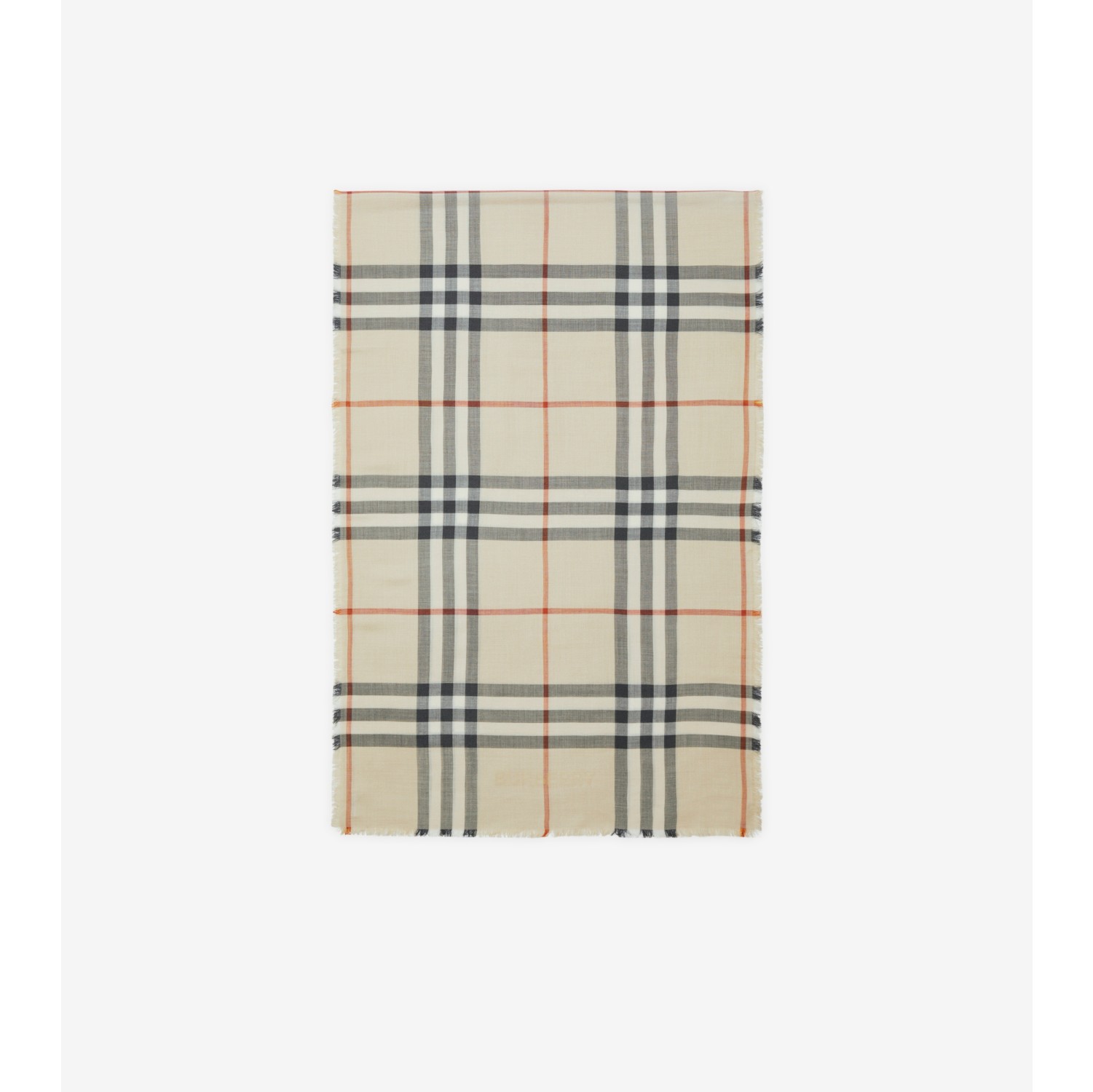 Reversible Check Wool Silk Scarf in Stone | Burberry® Official