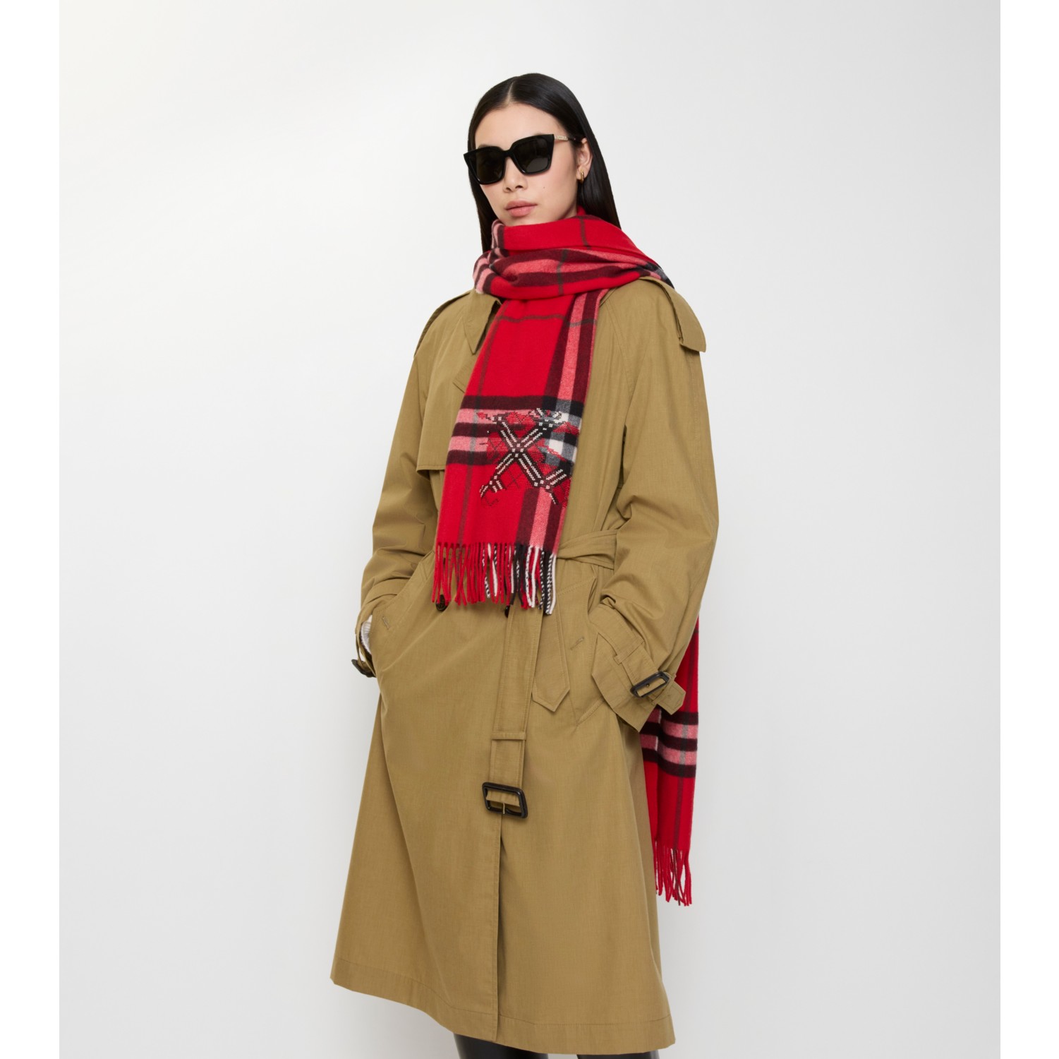 Wide Cross Stitch EKD Check Cashmere Scarf