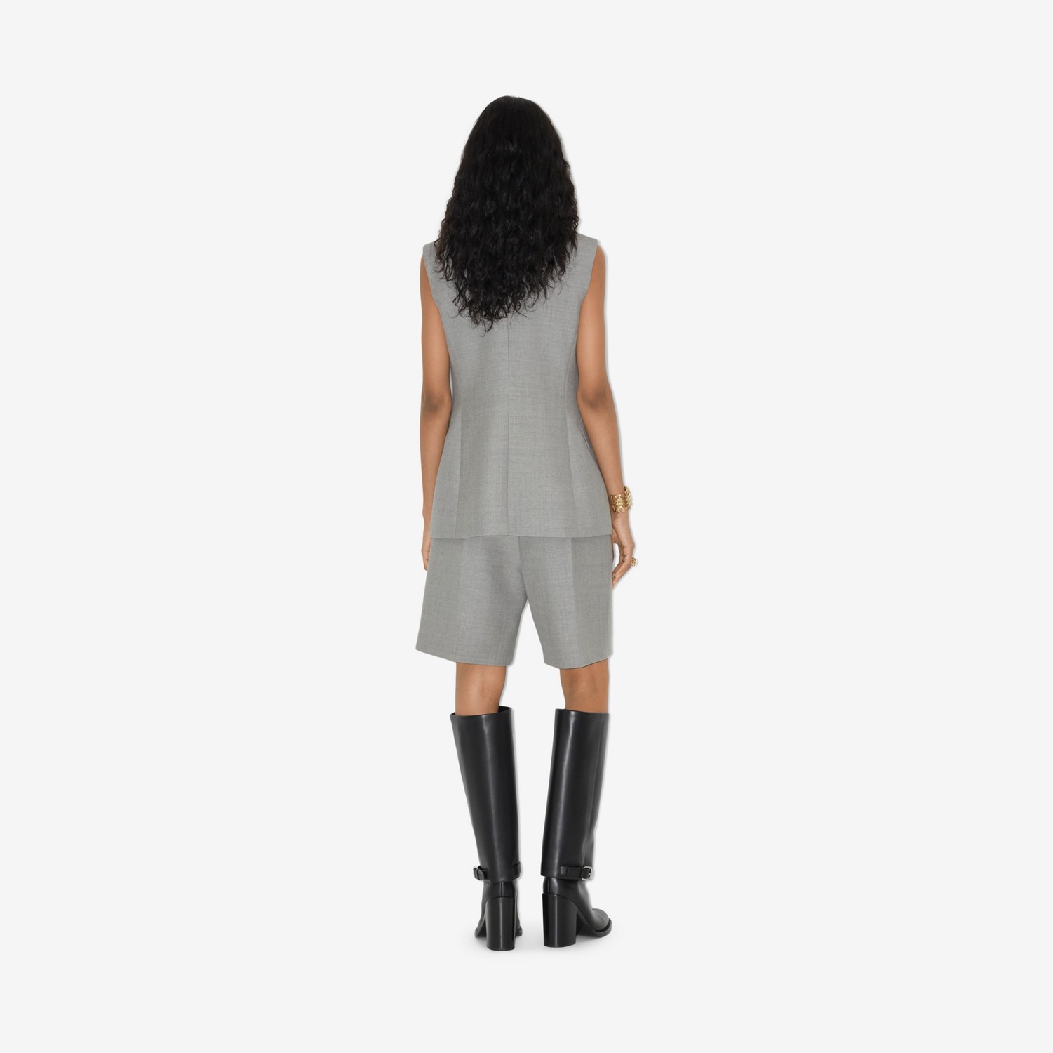 Short ajusté en laine (Camaïeu De Gris Clairs) - Femme | Site officiel Burberry®