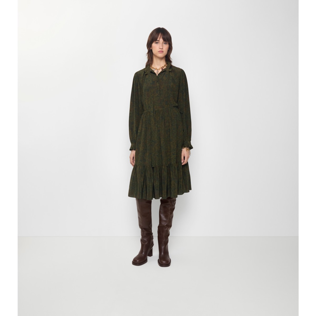  Printed Foliage Dress