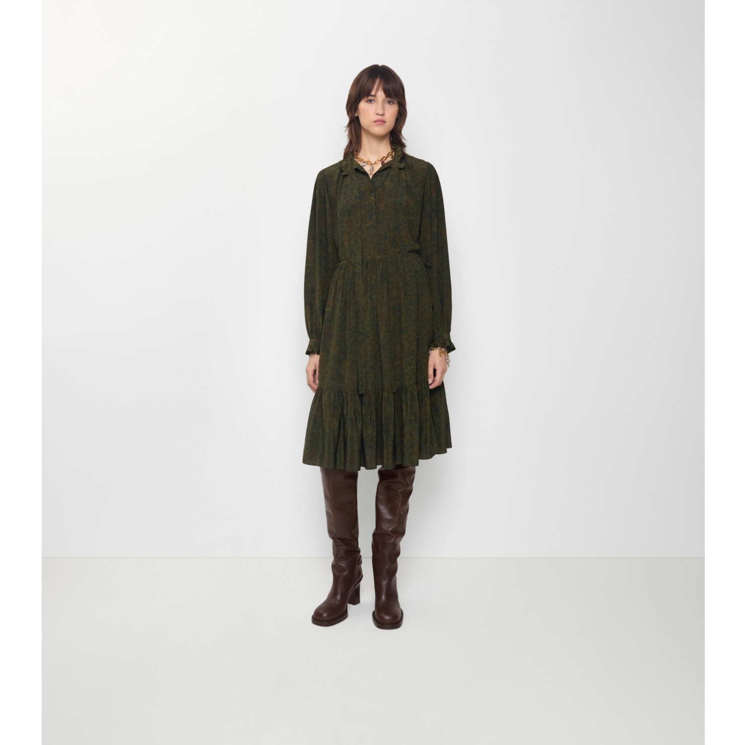 Foliage Silk Dress