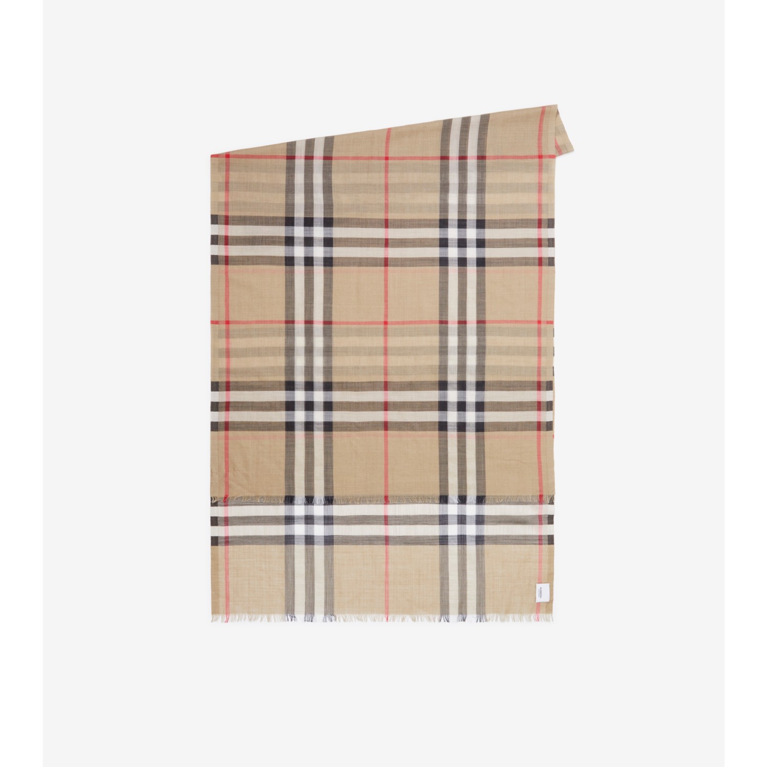 Burberry - Lightweight Check Wool & Silk Scarf Beige