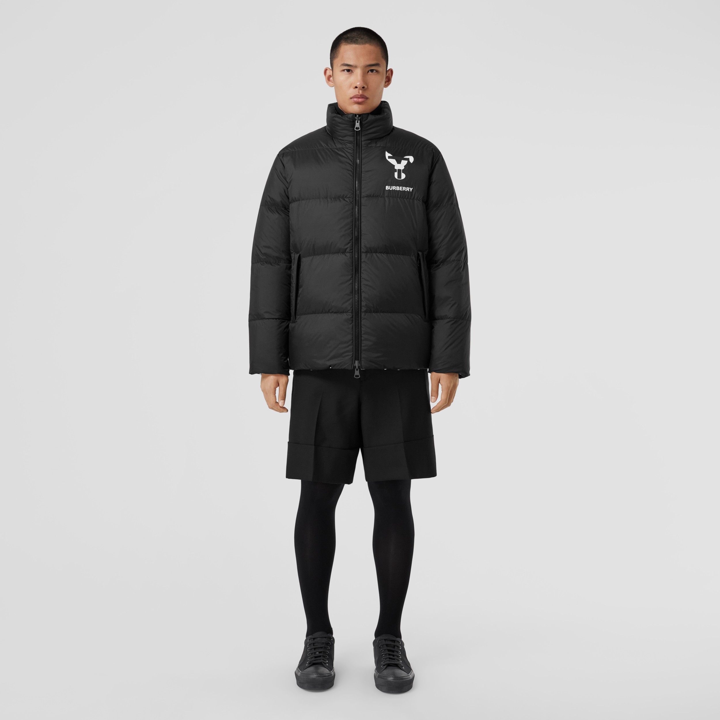 Rabbit Nylon Jacquard Reversible Puffer Jacket in Black - Men | Burberry® Official - 4