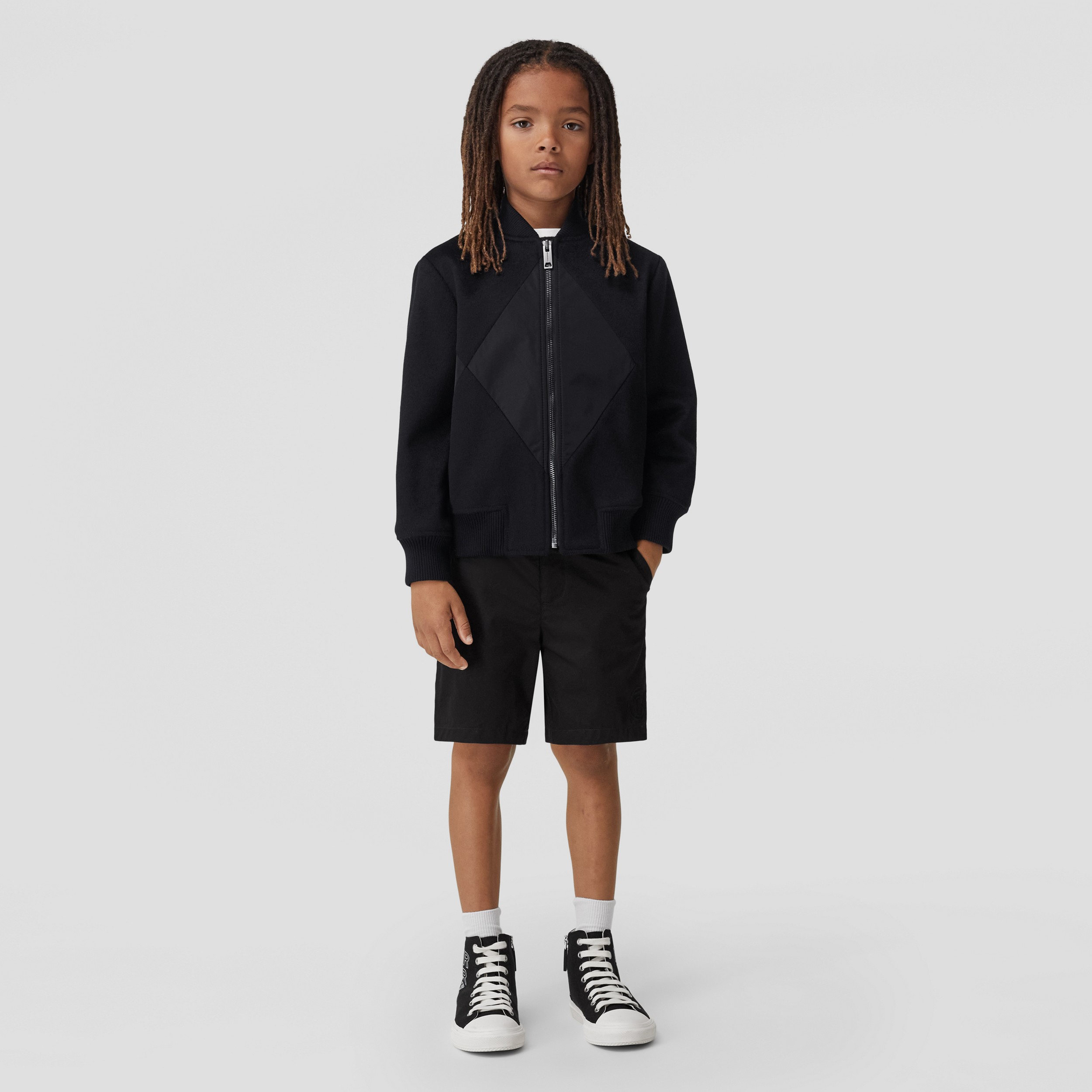 Animal Kingdom Wool Cashmere Bomber Jacket in Black - Children | Burberry® Official - 3