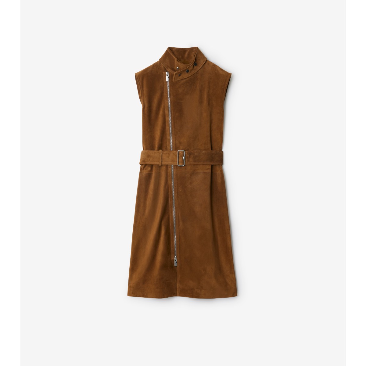 Shop Burberry Suede Dress In Hazel