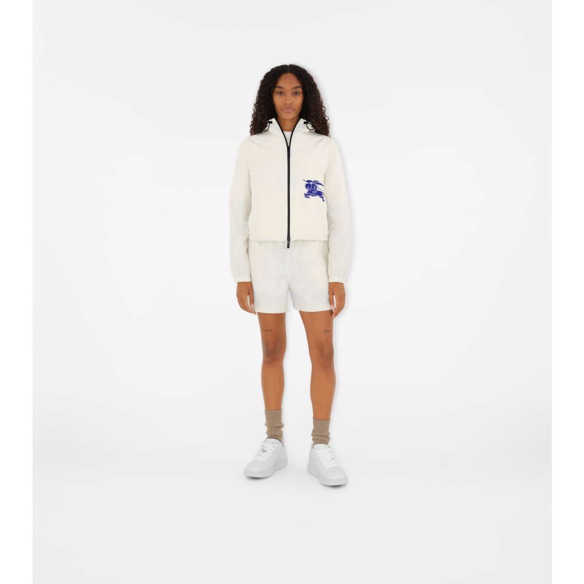  Cropped Nylon Hooded Jacket