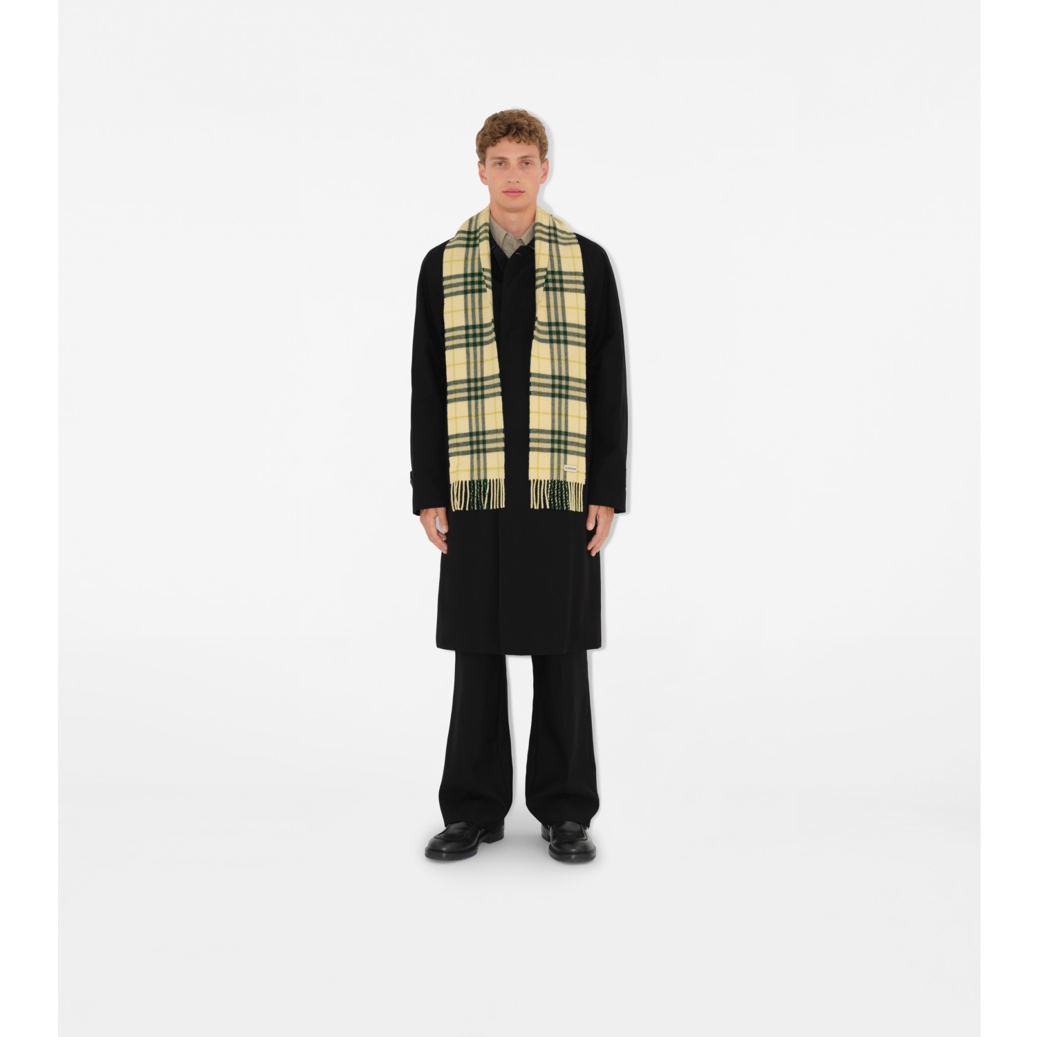 Narrow Check Cashmere Scarf