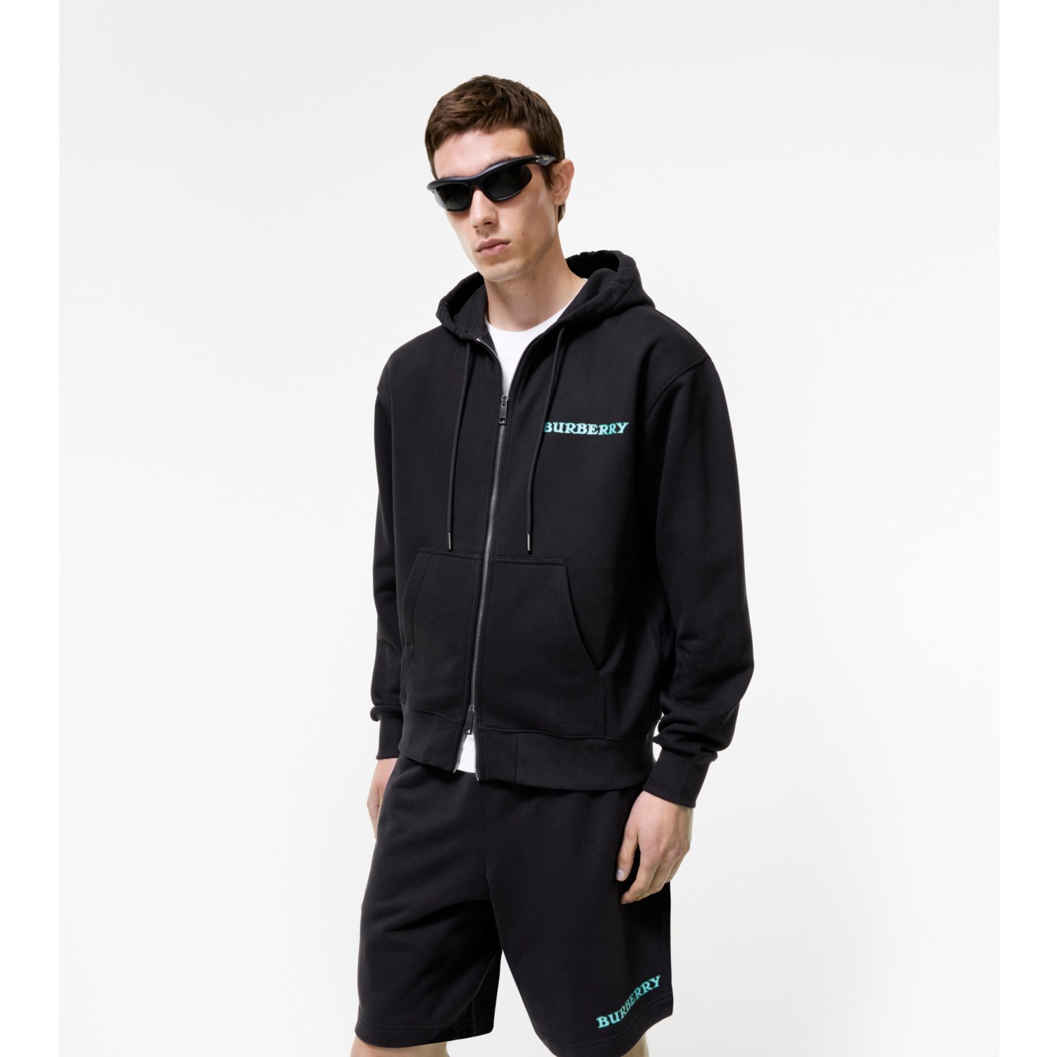 Heritage Logo Cotton Zip Hoodie in Black - Men | Burberry® Official