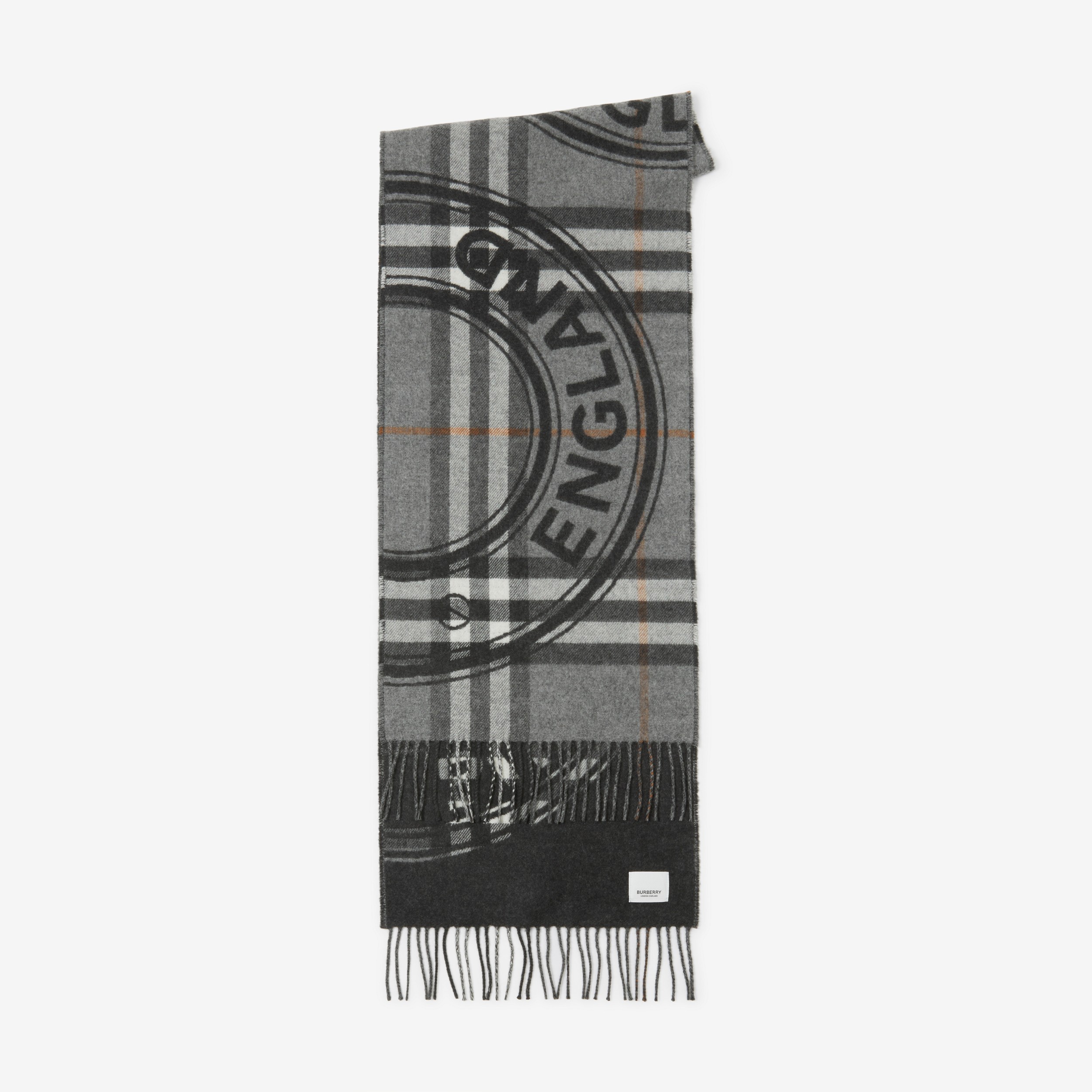 Montage Print Check Cashmere Scarf in Mid Grey | Burberry® Official - 2