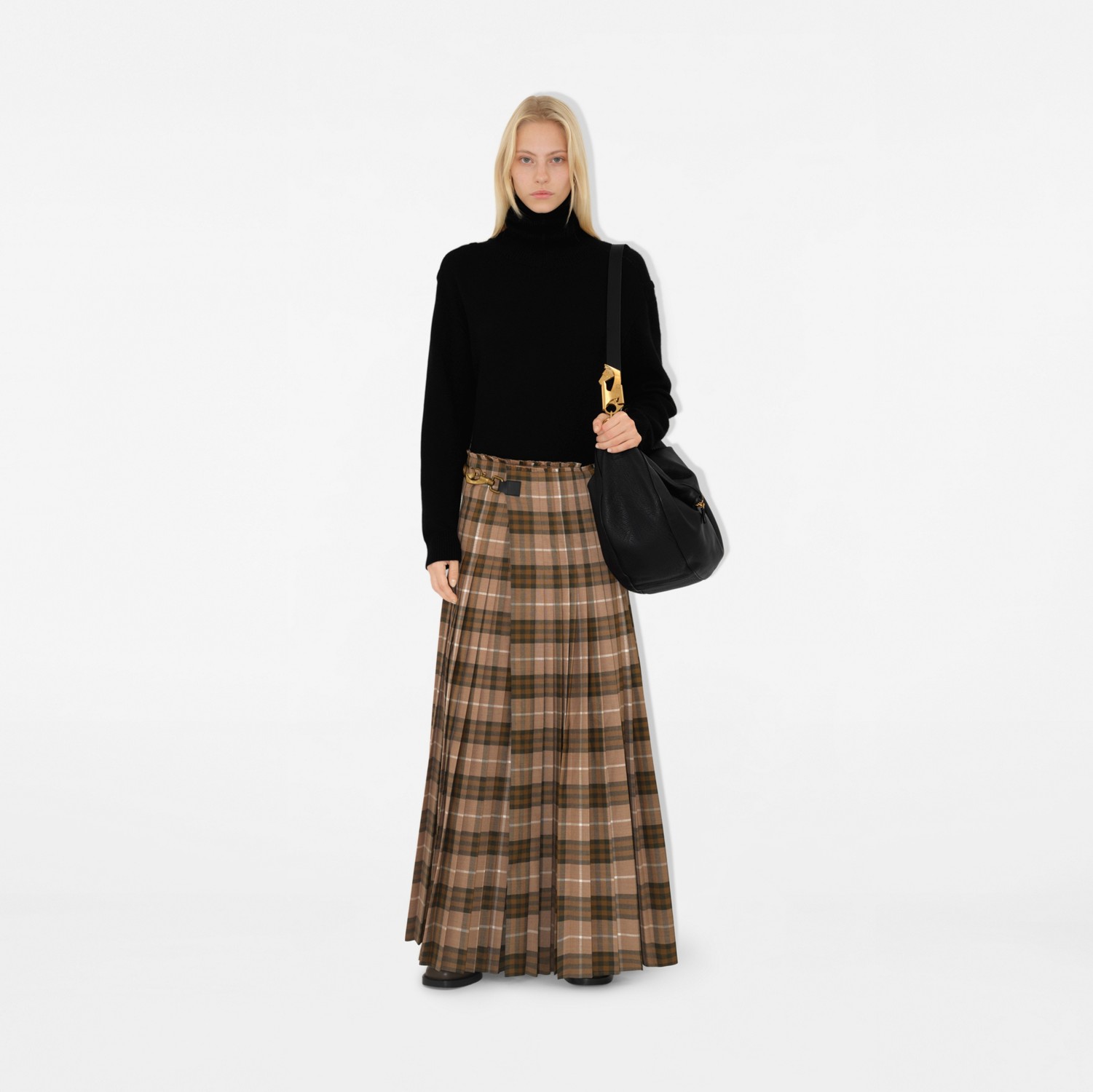Check Wool Blend Maxi Kilt in Camp - Women | Burberry® Official Check Wool Blend Maxi Kilt in Camp - Women | Burberry® Official