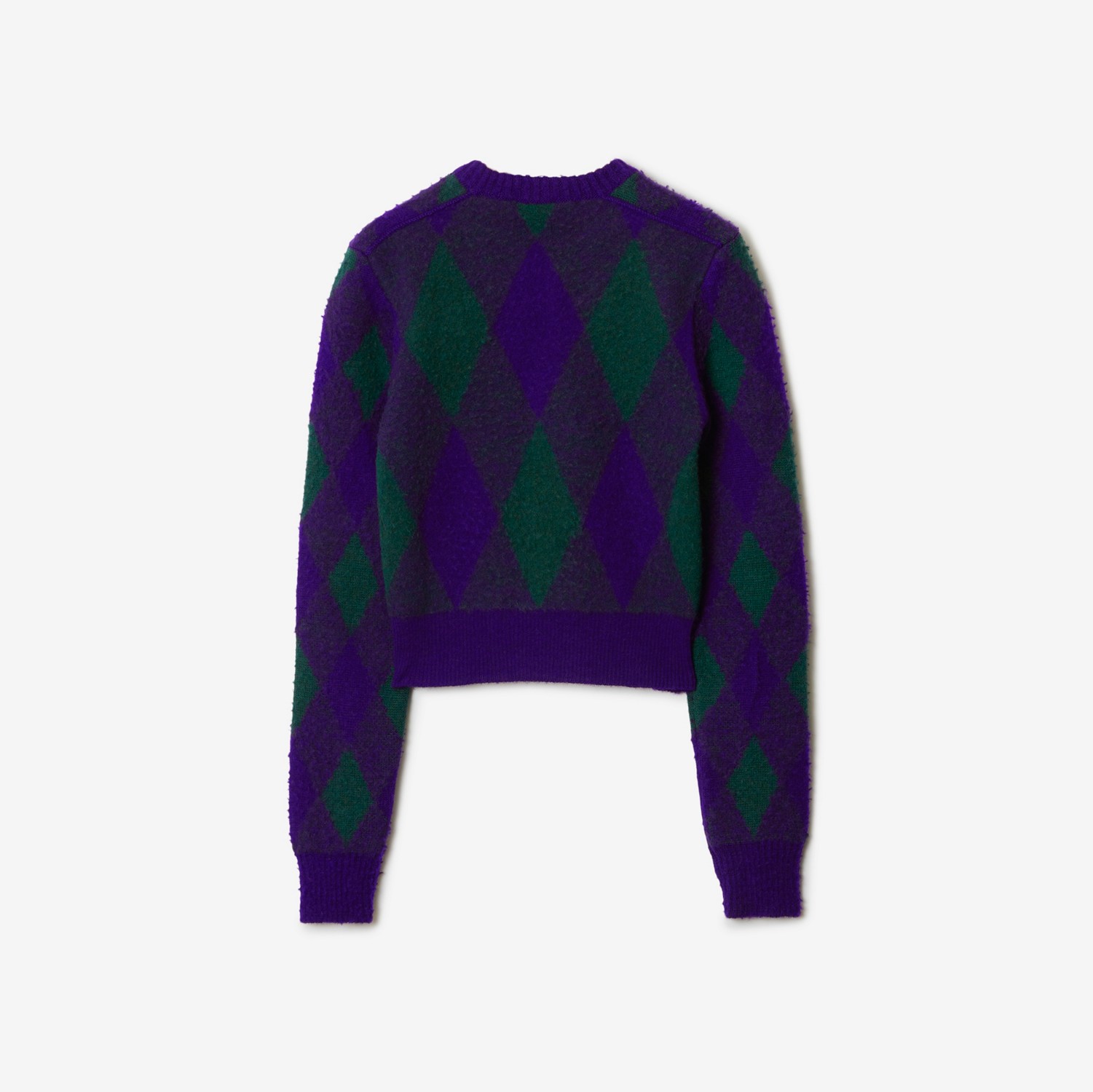 Cropped Argyle Wool Sweater