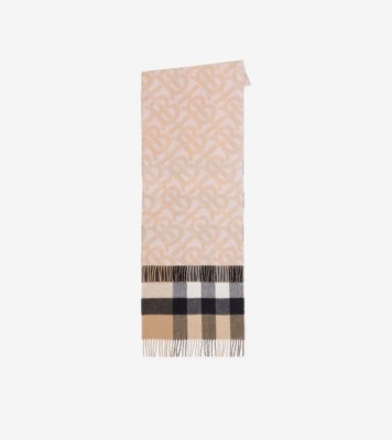 Check Cashmere Reversible Scarf in Alabaster