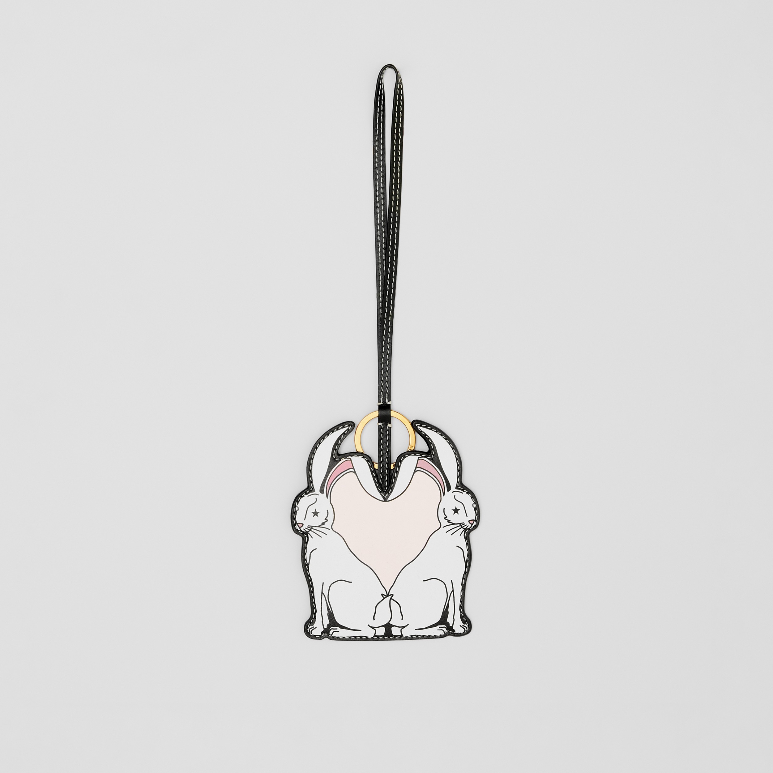 Ciondolo per borsa in pelle con stampa coniglio a intarsio (Nero) | Sito ufficiale Burberry® - 1