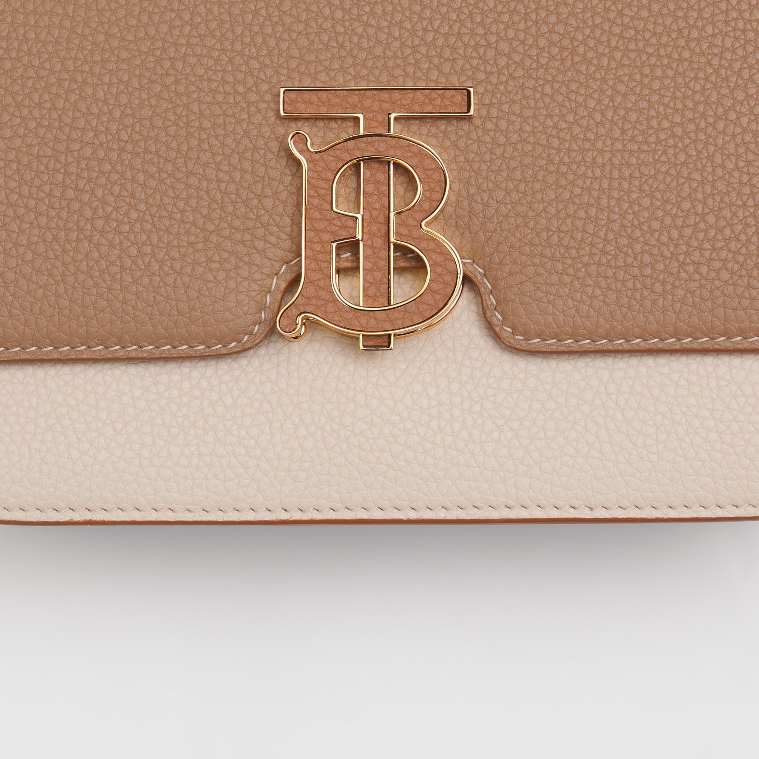Two-tone Grainy Leather Small TB Bag in Camel/alabaster Beige/warm Tan - Women | Burberry® Official - 2