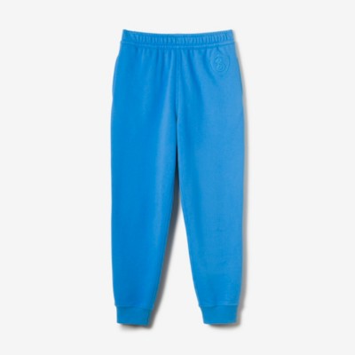 Burberry Embroidered Letter Motif Cotton Jogging Pants In Vivid Blue