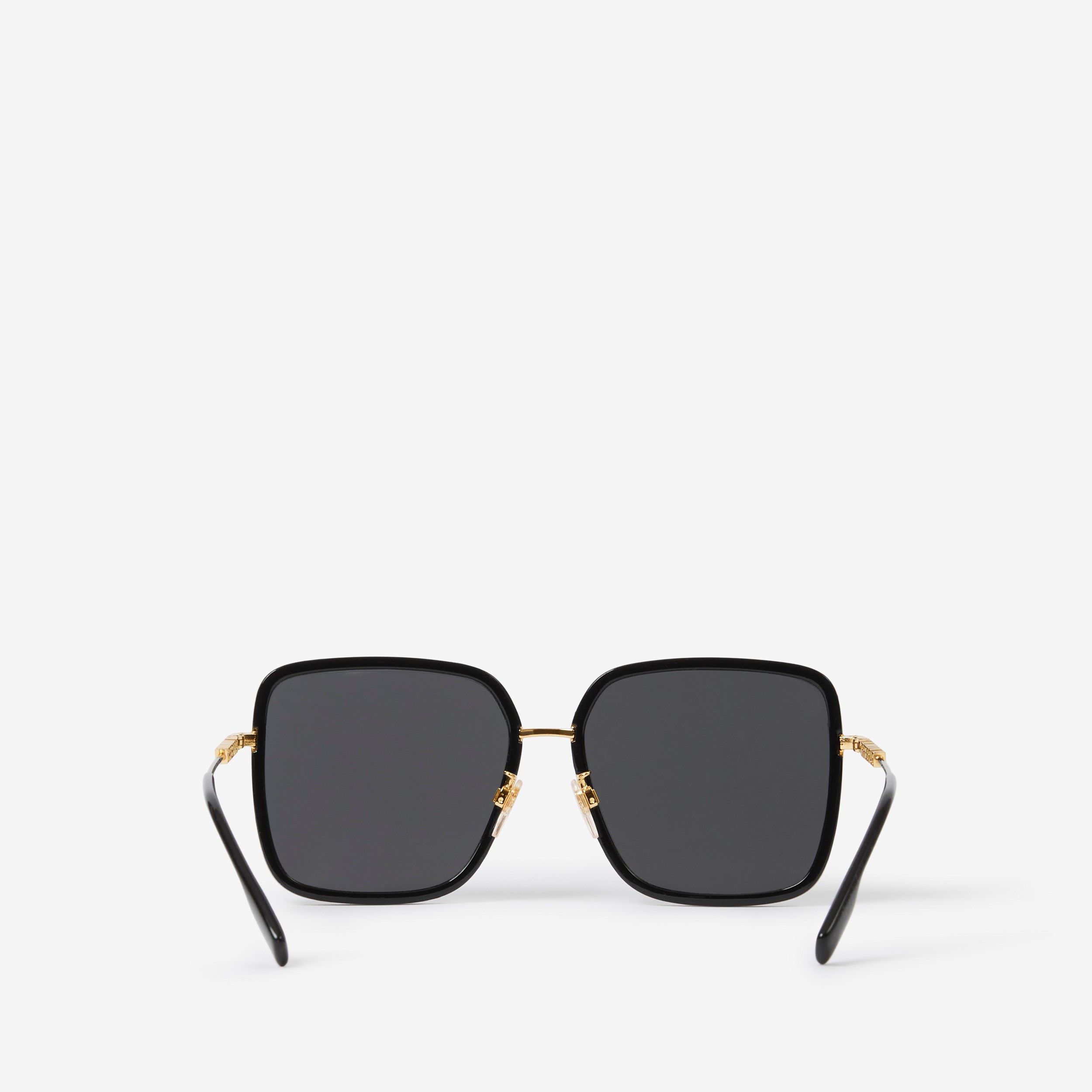 Óculos de sol com armação quadrada oversize (Preto/dourado Claro) - Mulheres | Burberry® oficial - 3