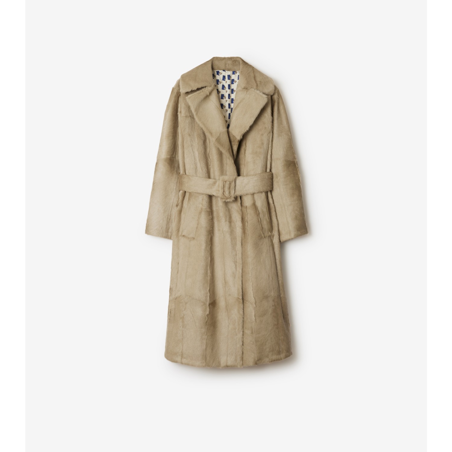 Long Goat Hair Trench Coat in Field Women Shearling Burberry Official