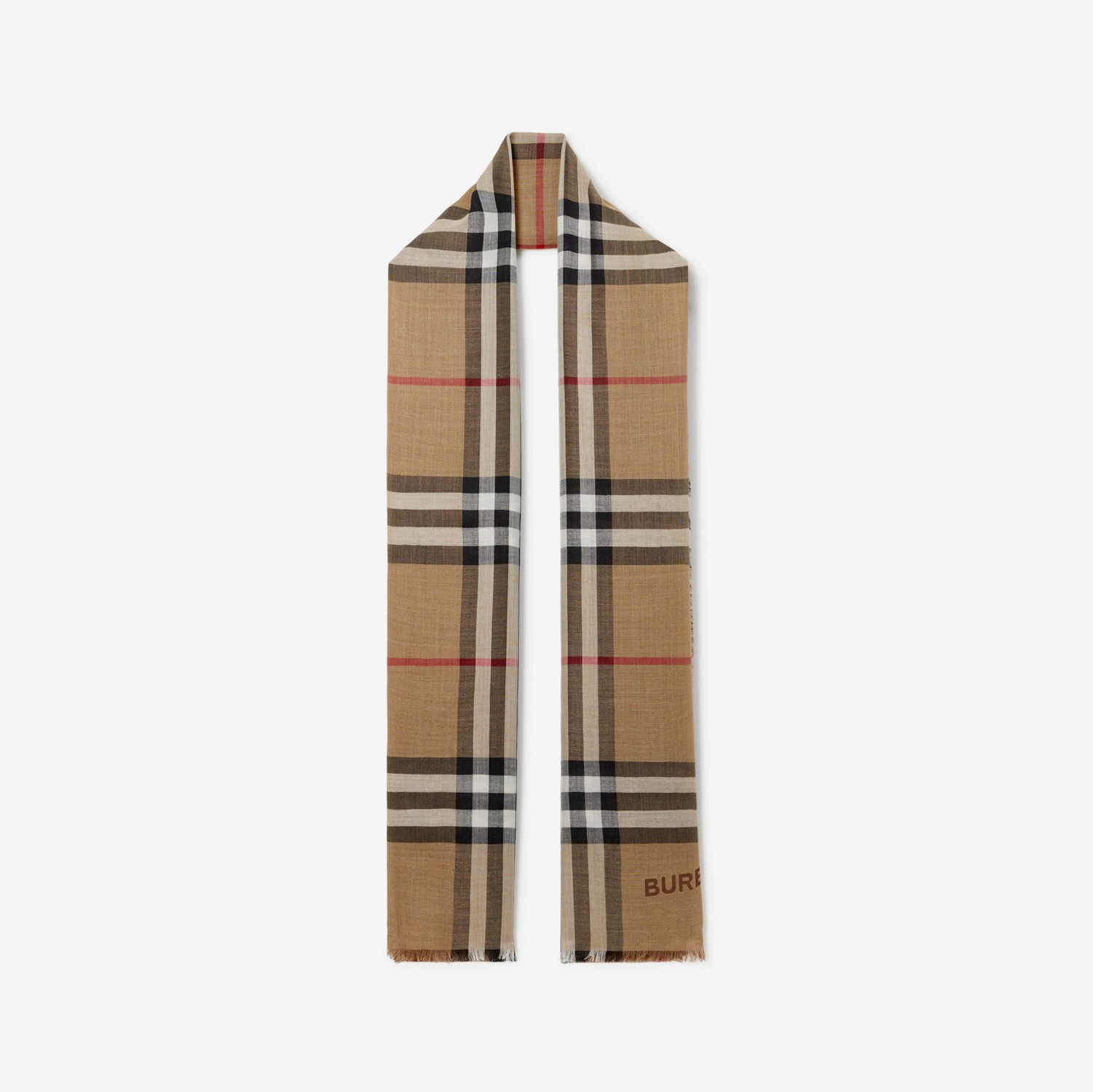 Check Wool Silk Reversible Scarf in Archive Beige | Burberry® Official