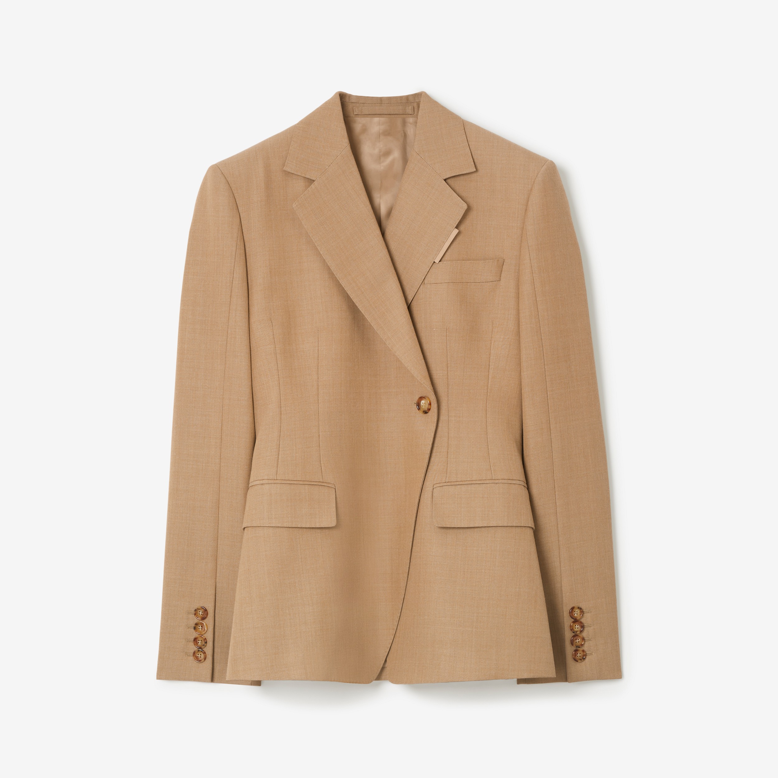 Wool Tailored Jacket in Camel Melange - Women | Burberry® Official - 1