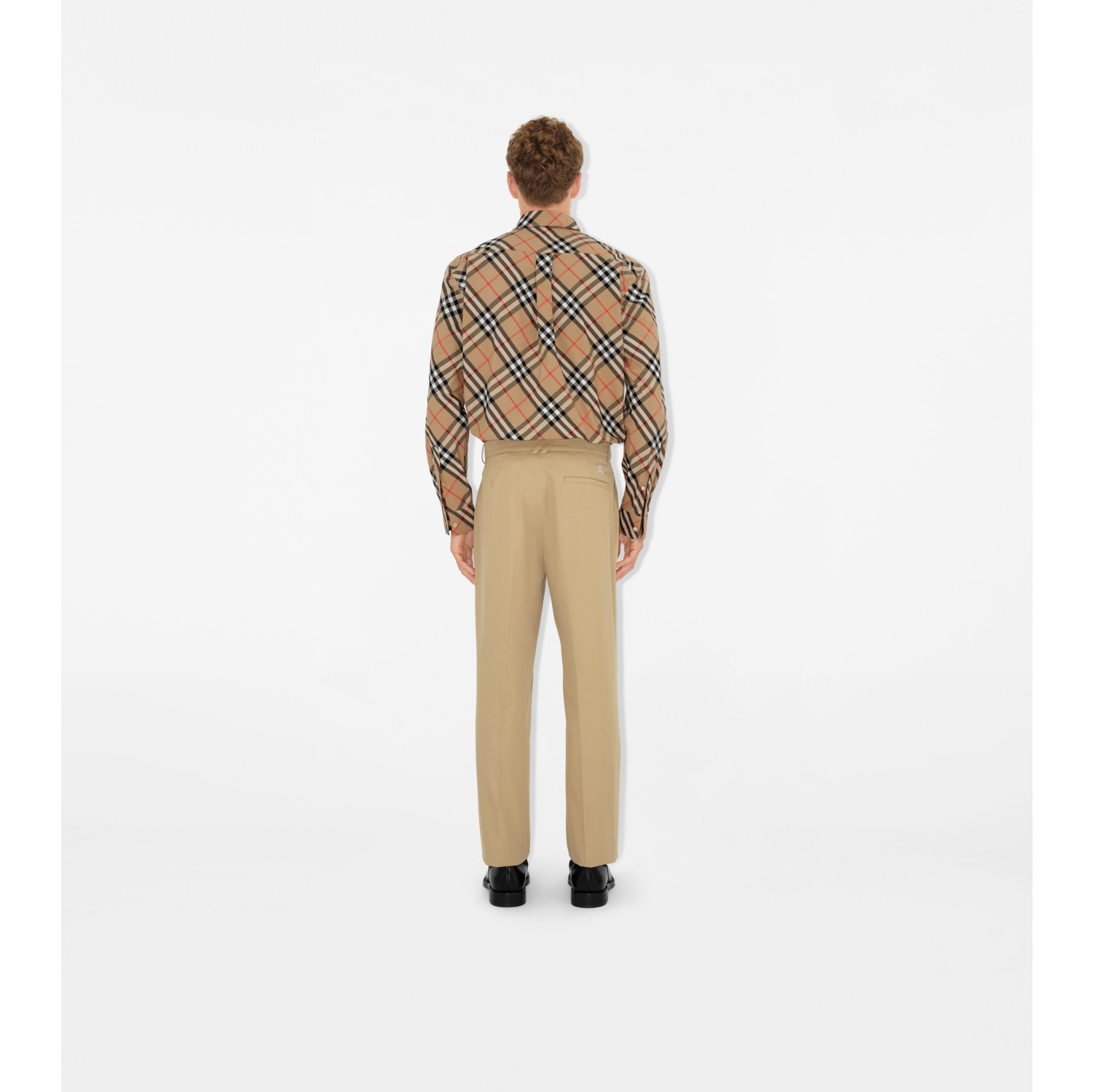 Check Cotton Shirt in Sand Men Burberry Official