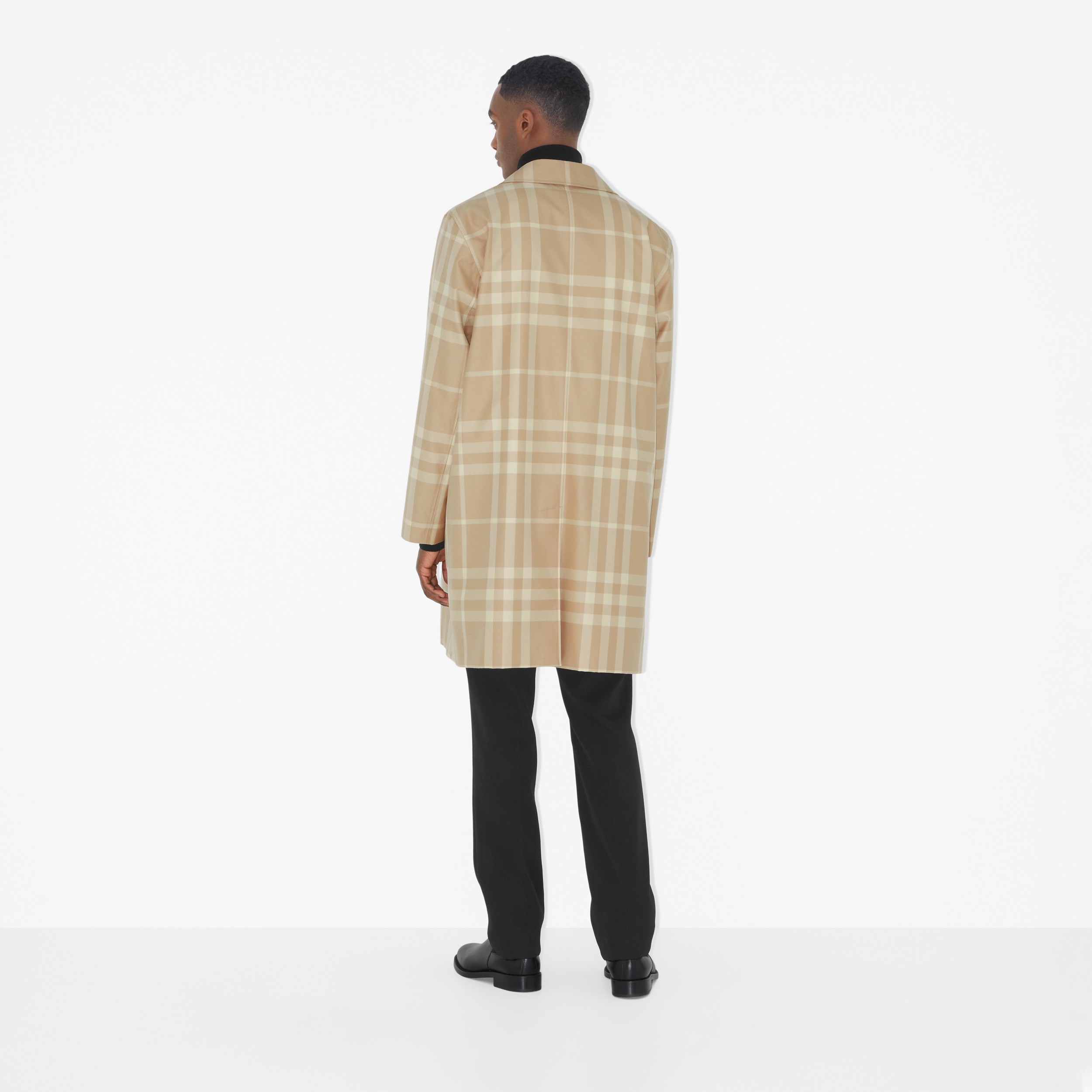 Check Cotton Gabardine Car Coat in Soft Fawn - Men | Burberry® Official - 4