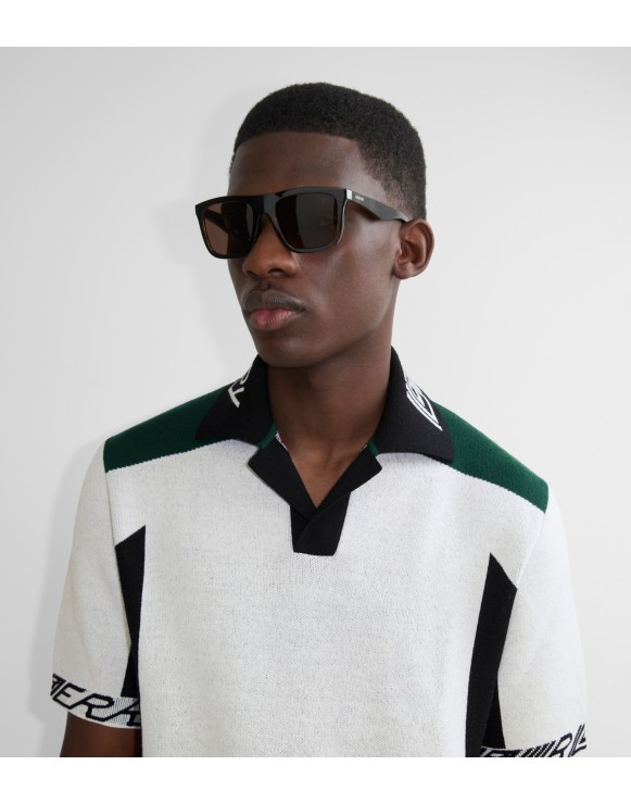 Embossed Check Square Sunglasses
