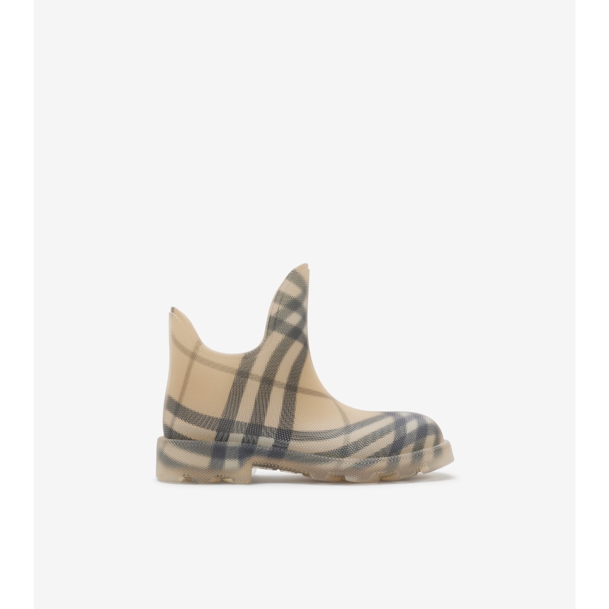 Burberry Beige Printed Rubber Ankle Boots In Grain