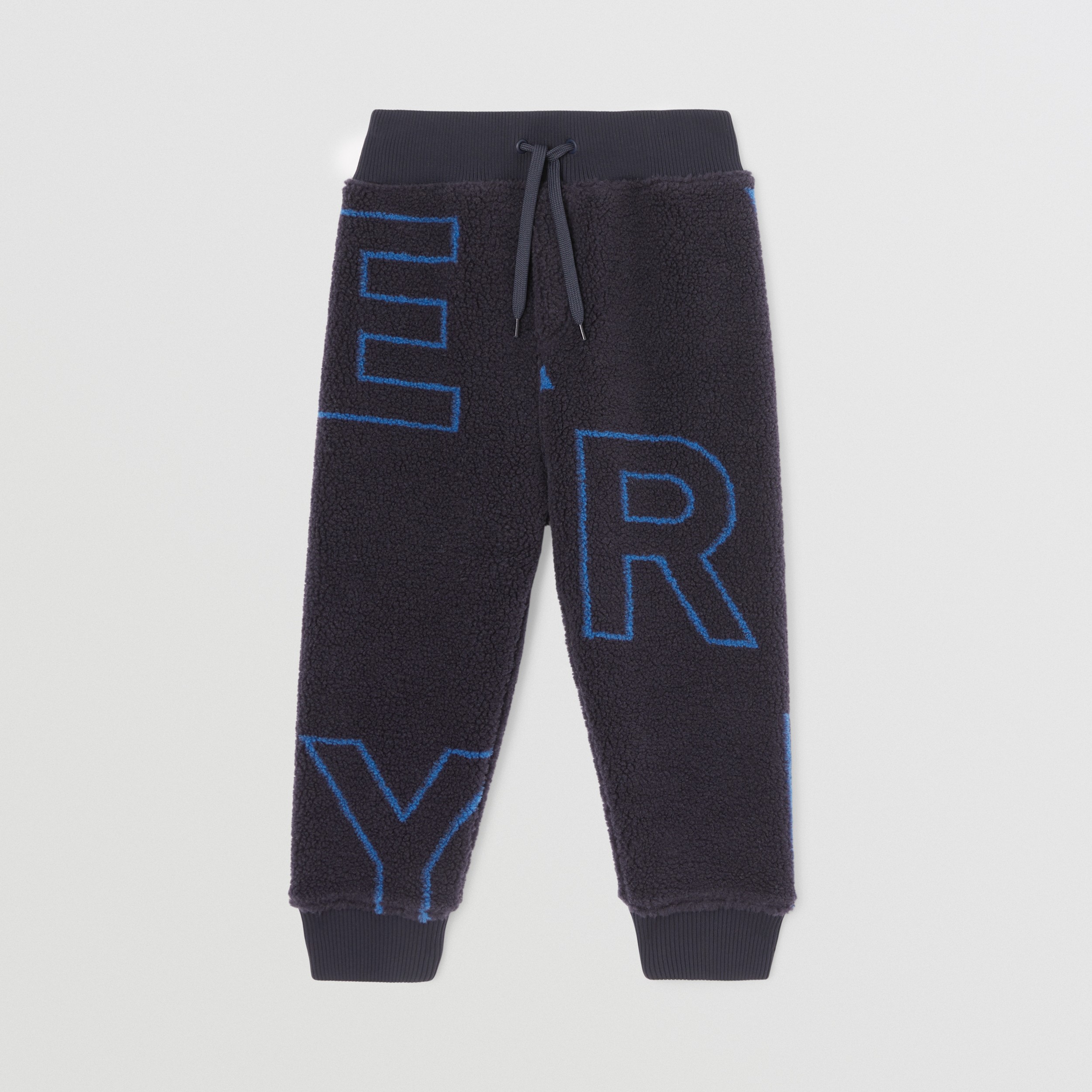 Logo Print Fleece Jogging Pants in Navy Black | Burberry® Official - 1