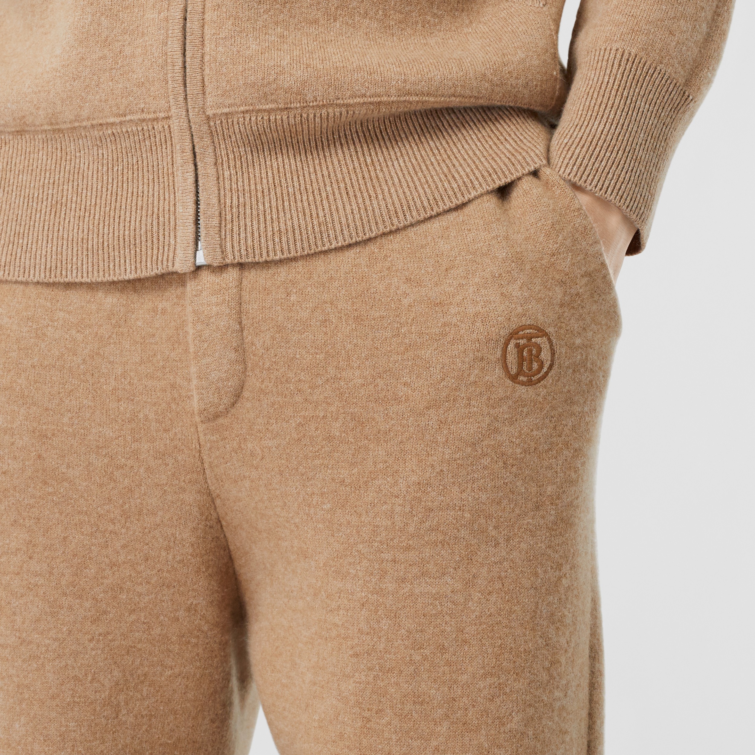 Monogram Motif Cashmere Blend Jogging Pants in Pale Coffee - Men | Burberry® Official