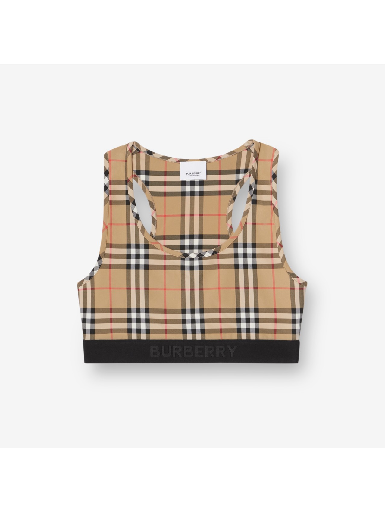 Logo Detail Vintage Check Bra Top in Archive Beige - Women | Burberry®  Official