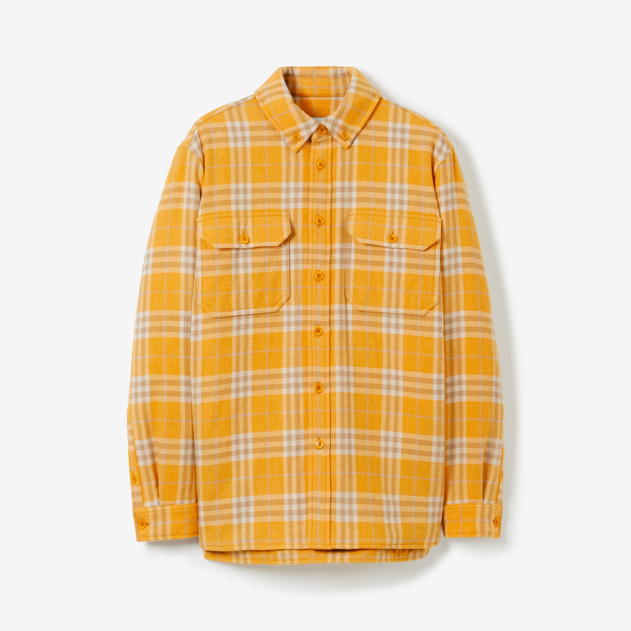 Camisa overshirt de algodão e lã Check (Calêndula) - Homens | Burberry® oficial - 1