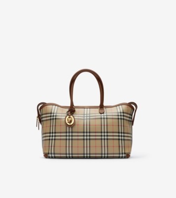 Medium Check Zip Tote in Archive beige - Women, Cotton | Burberry