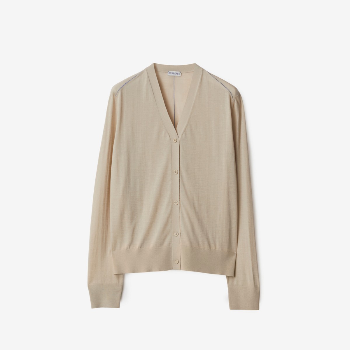 Burberry V-neck Wool Cardigan In Oat