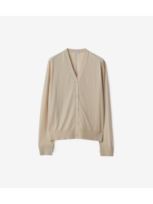 Burberry Wool Cardigan In Oat