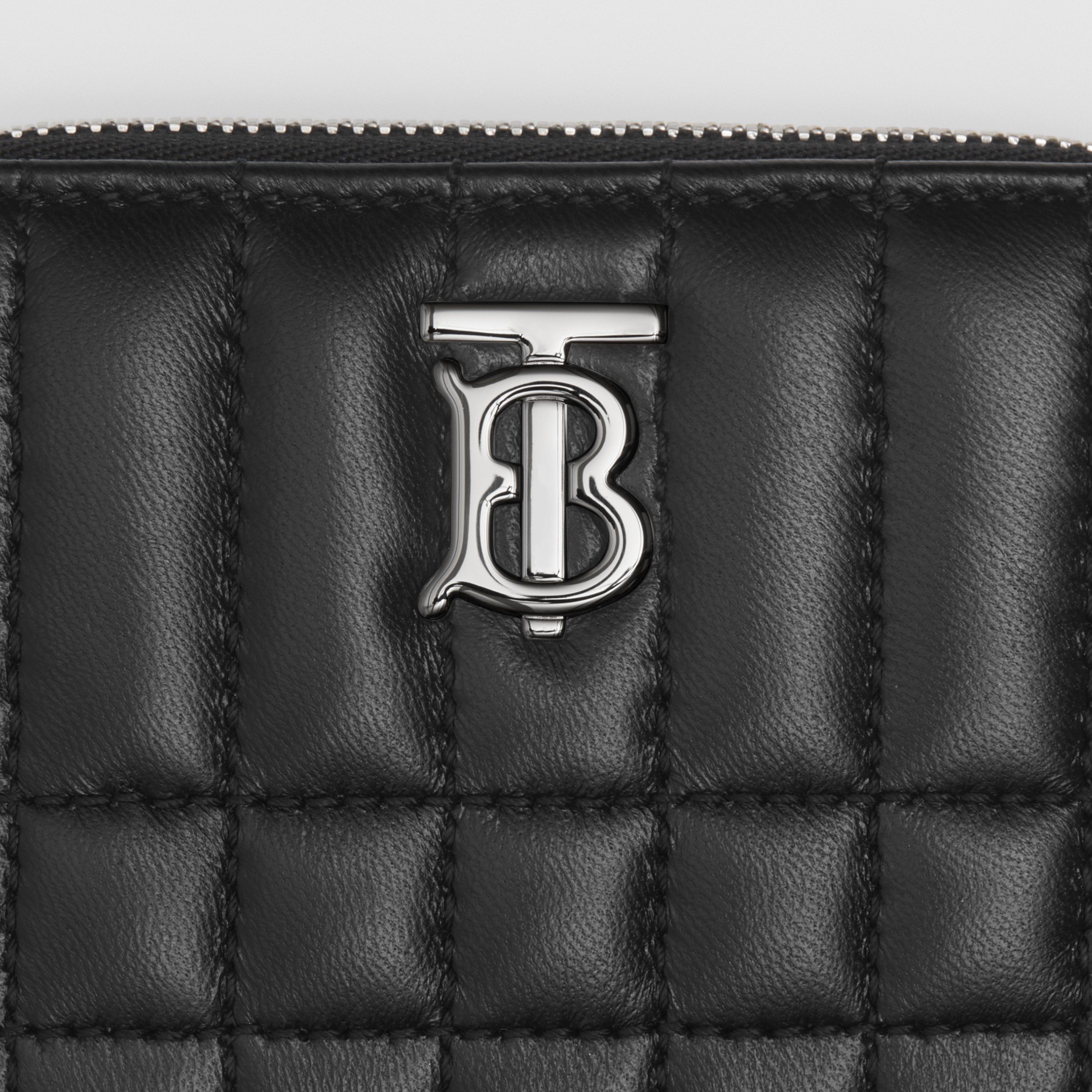 Quilted Leather Lola Zip Wallet in Black/palladium Women Burberry