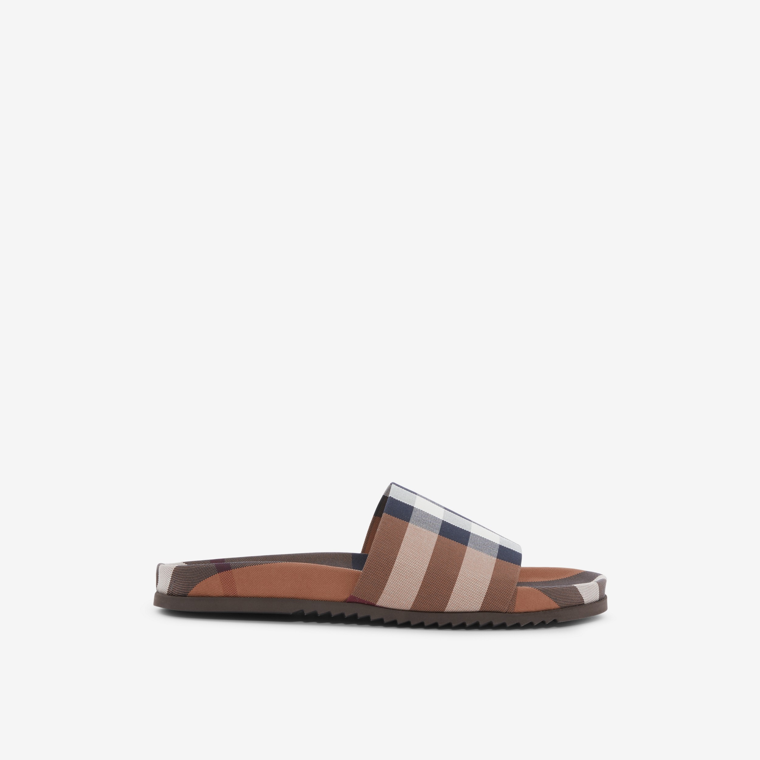 Check Cotton Slides in Birch Brown - Men | Burberry® Official - 1